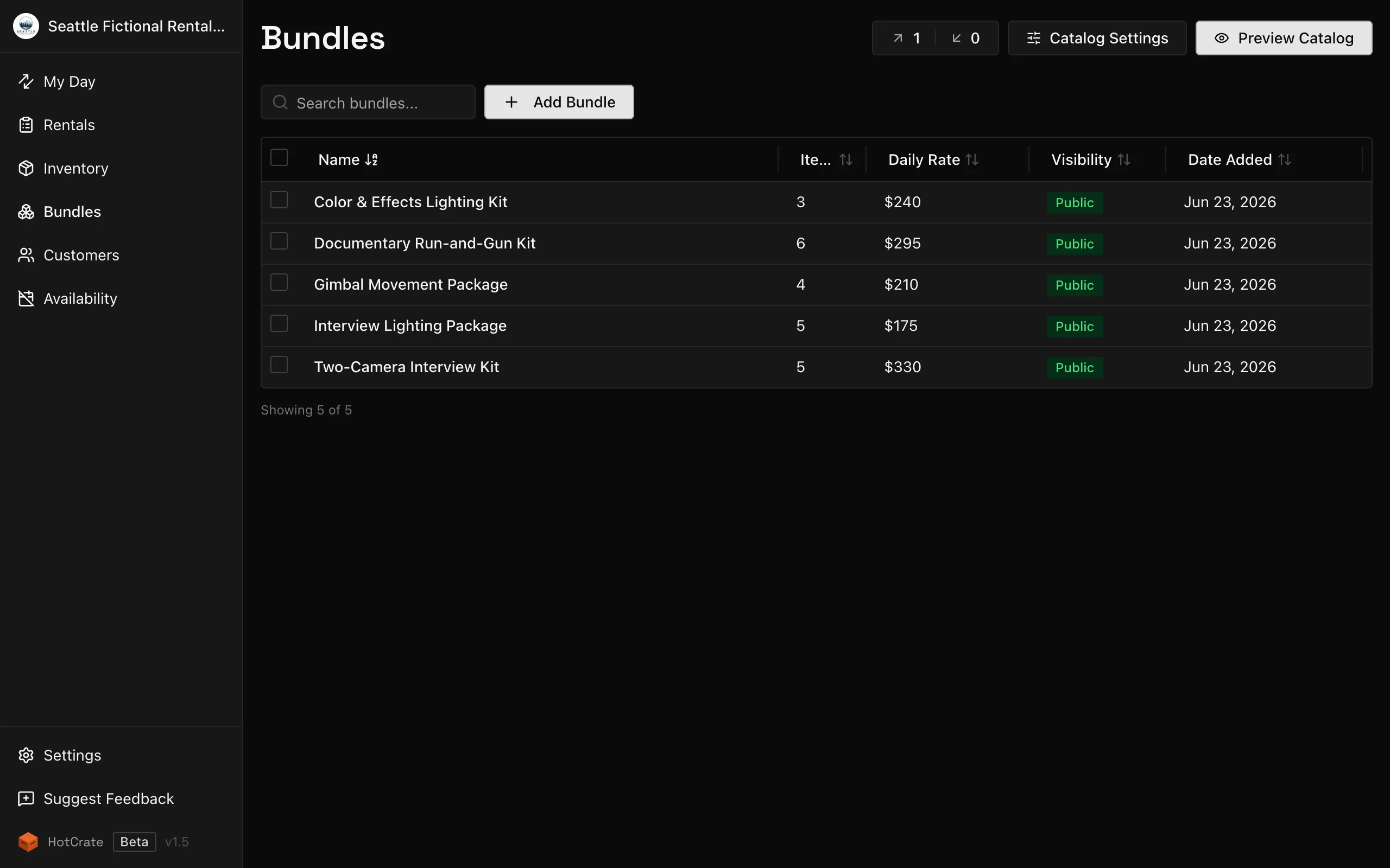 Bundles in HotCrate