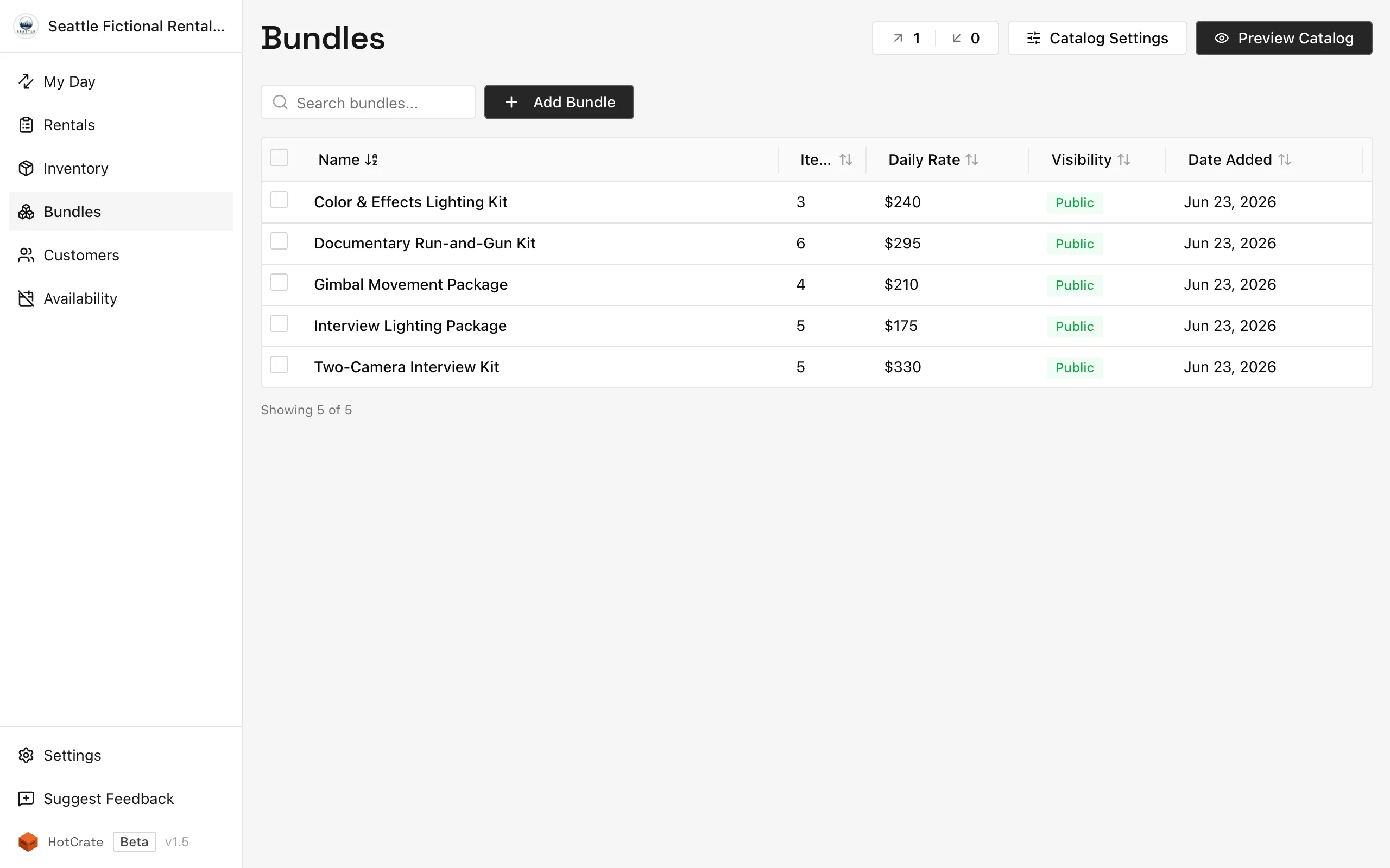 Bundles in HotCrate