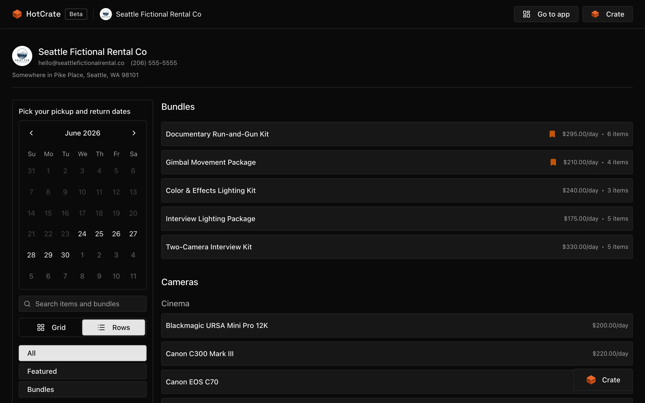 Public catalog and embed in HotCrate