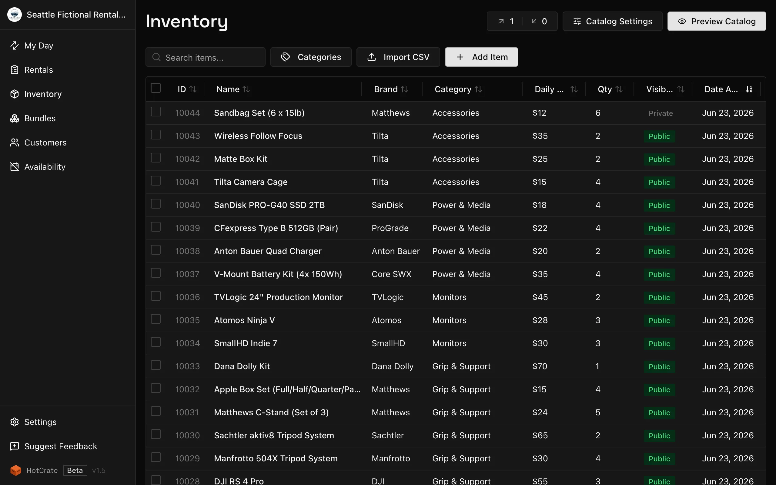 Inventory and availability in HotCrate