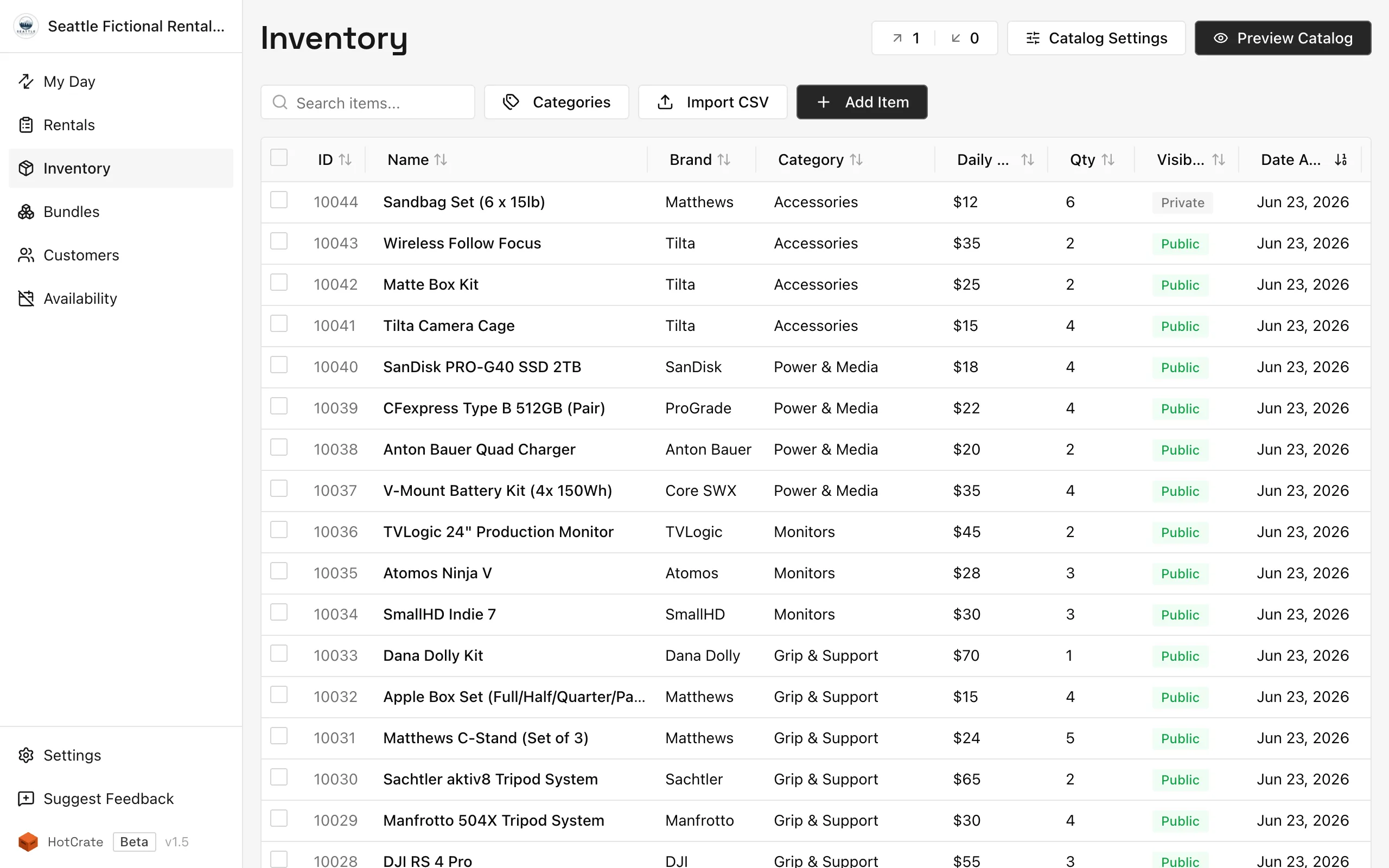 Inventory and availability in HotCrate